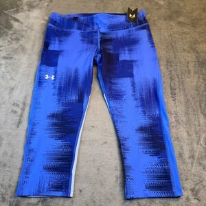Under Armour HeatGear Leggings Womens XL Blue Compression Capri NWT